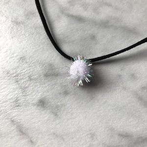 Handmade White Pompom Choker Necklace